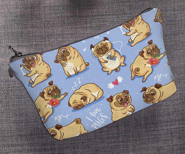 I Love Pugs Makeup Bag