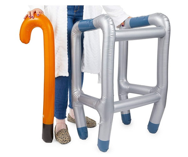 Inflatable Over the Hill Walker and Cane