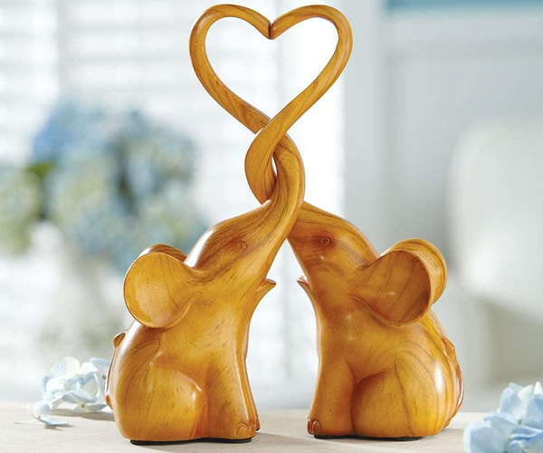 Intertwined Loving Elephants Figurine