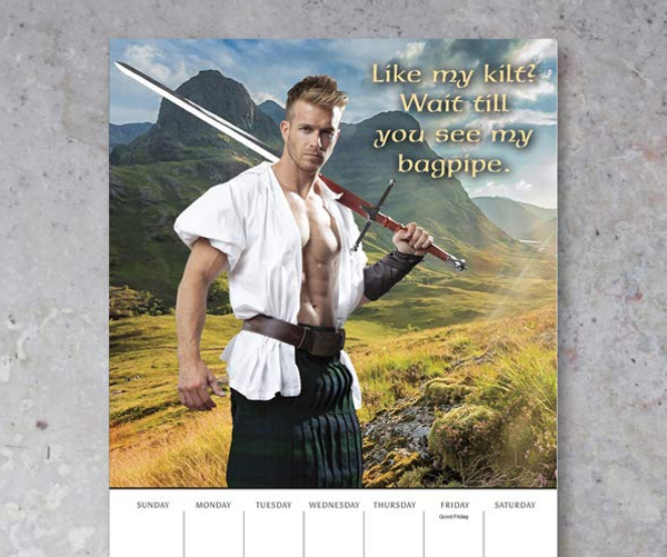 Kilty Pleasures Sexy Scottish Man Wall Calendar