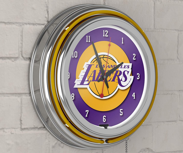 LA Lakers Man Cave Neon Clock