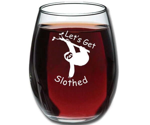 Let's Get Slothed Stemless Wineglass