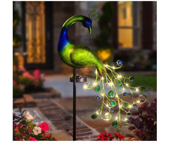 Light Up Peacock Solar Garden Stake