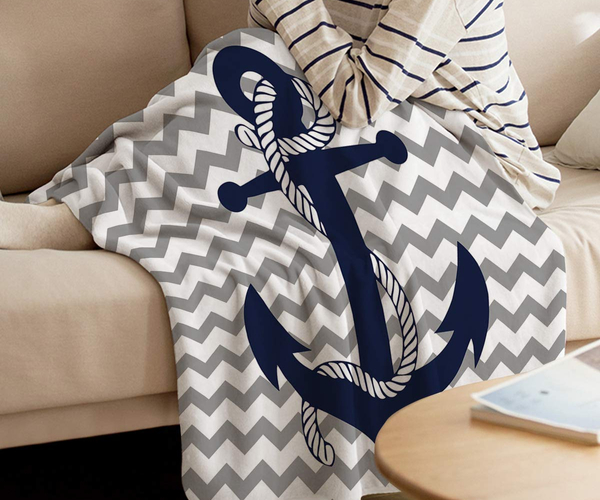 Lightweight Fleece Anchor Throw