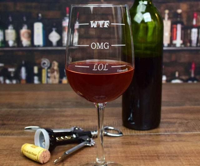 LOL OMG WTF Wine Glass