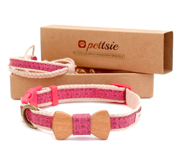 Matching Dog Collar Bow Tie & Owner Friendship Bracelet