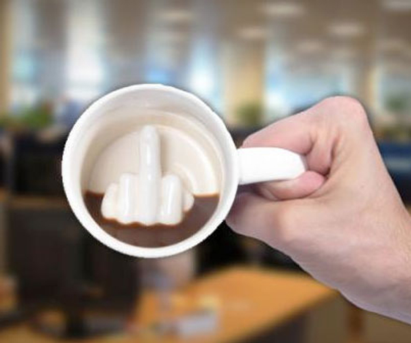 Middle Finger Surprise Funny Coffee Mug