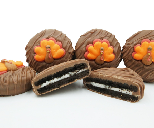 Milk Chocolate Covered Oreos with Turkeys