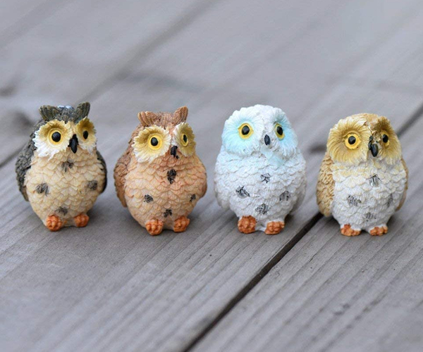 Mini Owl Figurines for Garden