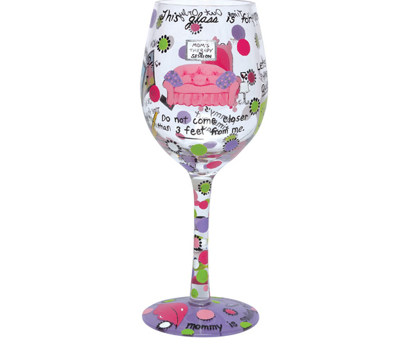 Mommy’s Time Out Artisan Painted Wine Glass