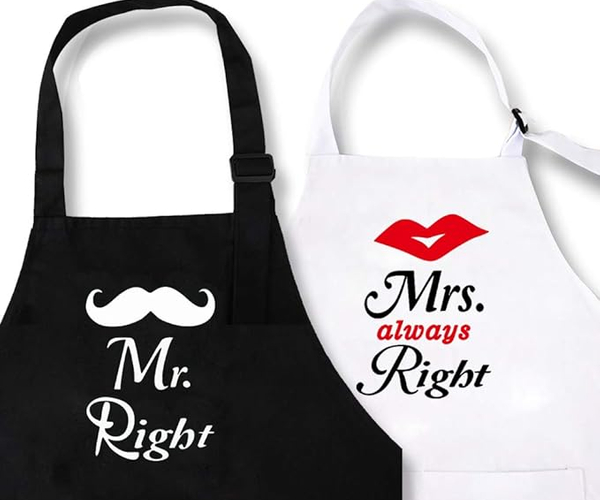 Mrs. Always Right Funny Matching Apron Set