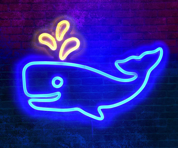 Neon Whale Sign