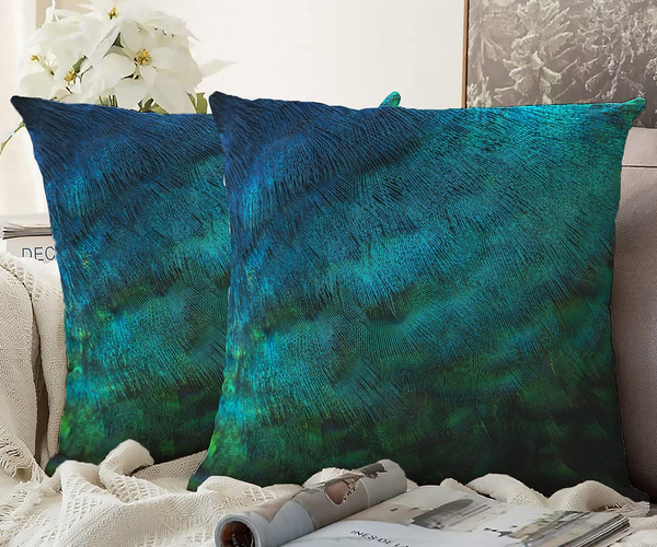 Peacock Feather Throw Pillows
