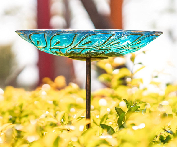 Peacock-Themed Bird Bath