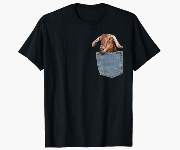 Peeking Baby Goat Pocket Shirt