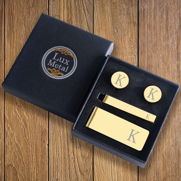 Personalized Cufflinks, Tie & Money Clip Set