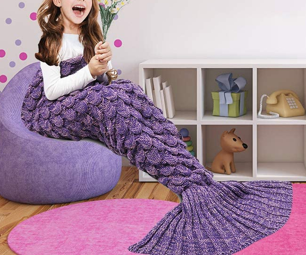 Purple Mermaid Tail Blanket