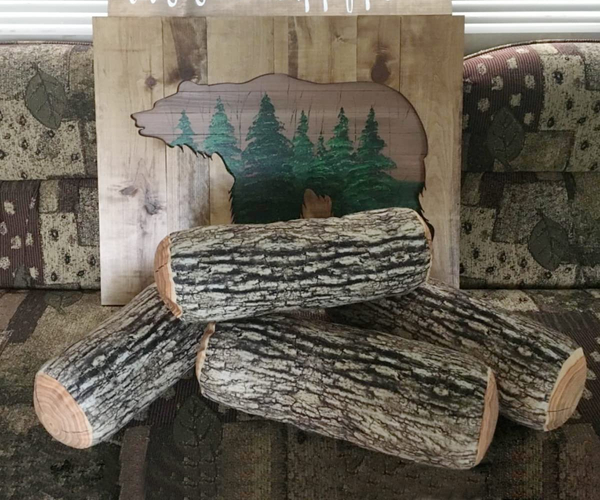 Realistic Log Throw Pillow