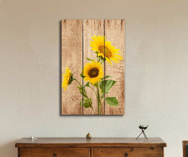 Rustic Sunflower Wood Panel Wall Art