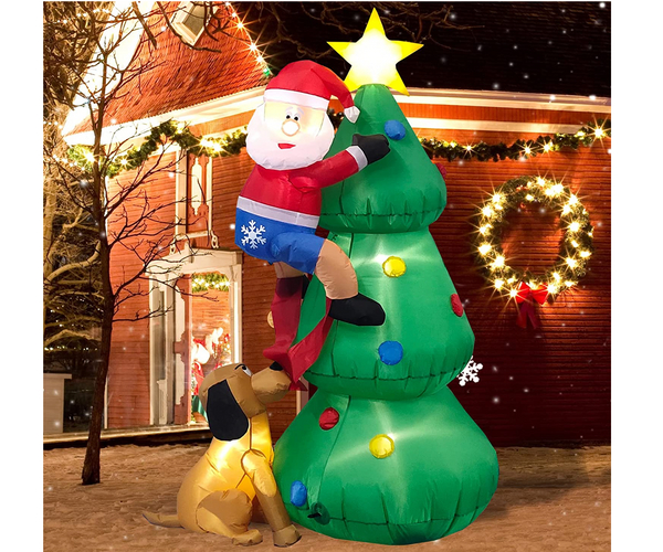 Santa Got Chased by a Dog Inflatable