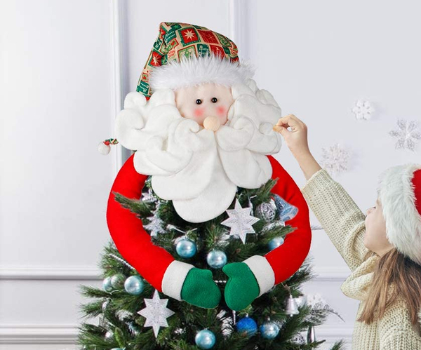 Santa Hug Funny Christmas Tree Topper