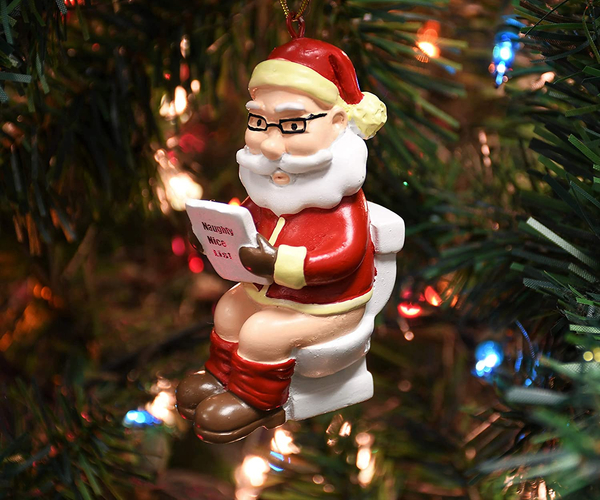 Santa's Throne Funny Christmas Ornament