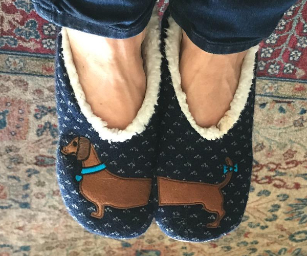 Sherpa Lined Dachshund Slippers
