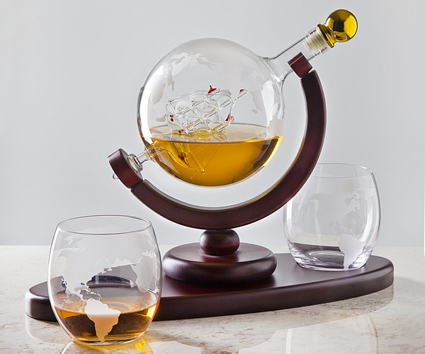 Ship in a Bottle Globe Whiskey Decanter