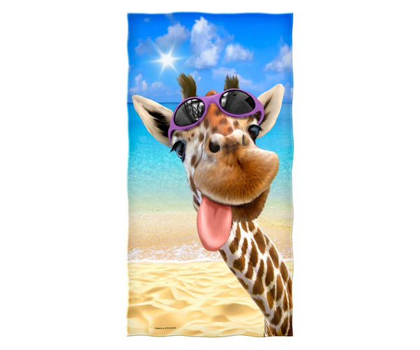 Silly Selfie Giraffe Beach Towel