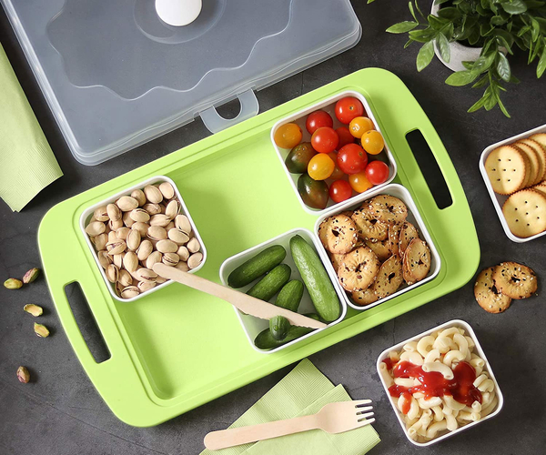 Six Compartment Snack Tray with Lid