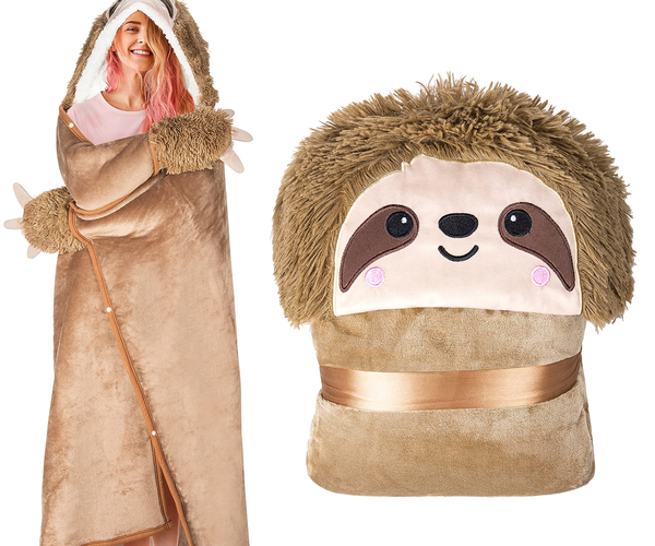 Sloth Wearable Hooded Blanet