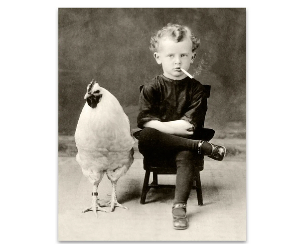 Smoking Child Clucking Chicken Print