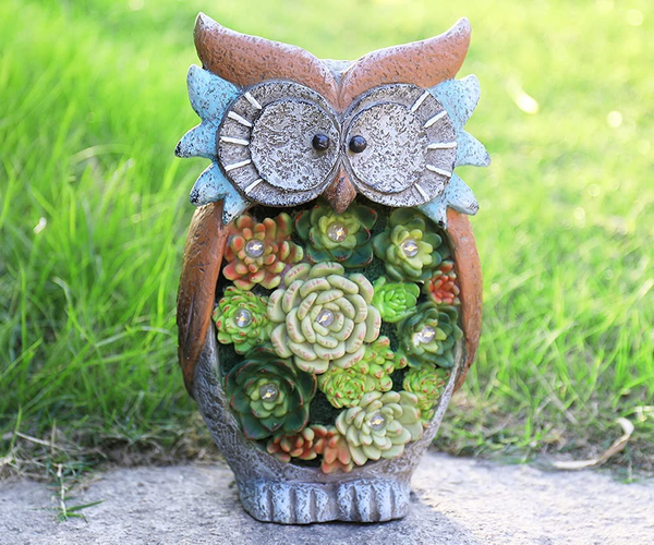 Solar Owl Garden Statue
