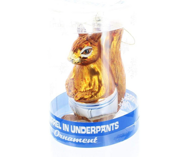 Squirrel in Underpants Funny Christmas Ornament