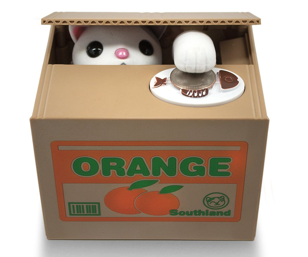 Stealing Coin Cat Box Piggy Bank
