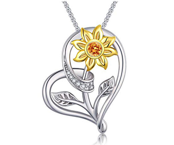 Sunflower Love Heart Pendant
