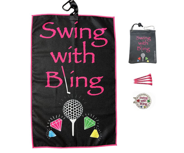 Swing with Bling Funny Golf Towel Accessory Set
