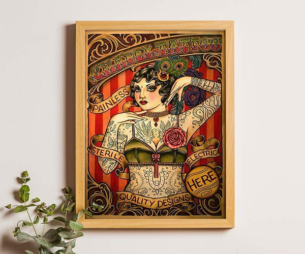 Vintage Tattooed Lady Poster