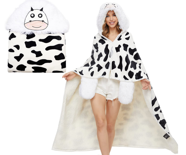 Wearable Cow Blanket Hoodie