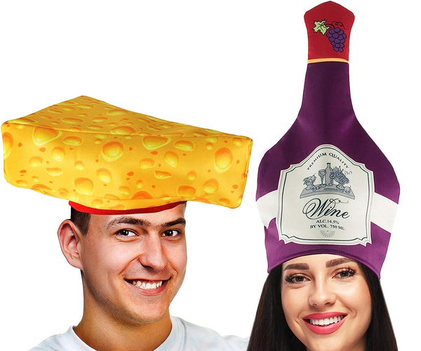 Wine and Cheese Couple's Hats