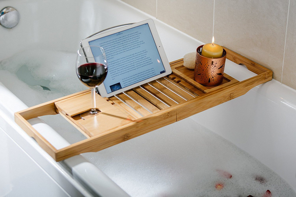 Wooden Bamboo Bathtub Tray Caddy