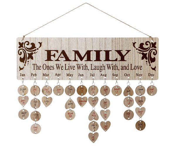 Wooden Family Birthday Calendar