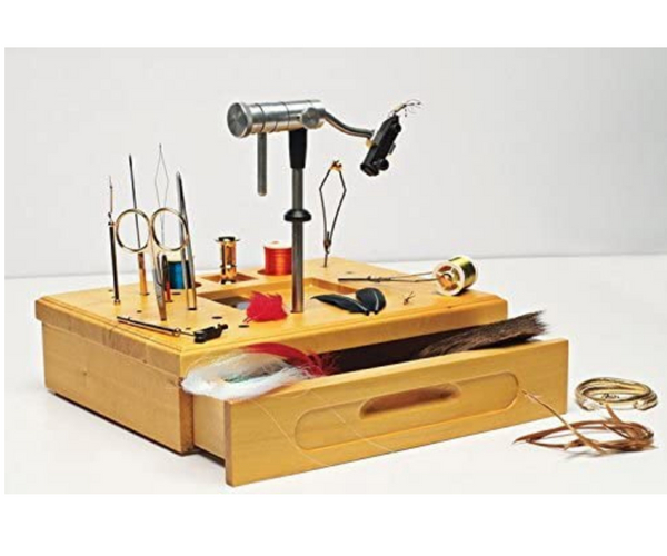 Wooden Fly Tying Station with Tools