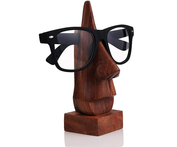 Wooden Nose Shaped Eyeglass Holder