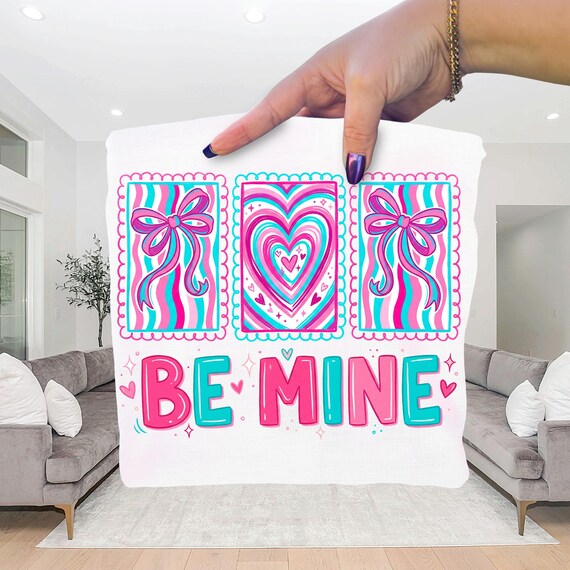 Be Mine Valentine's Day PNG, Preppy Heart, Coquette Bow, Brushstroke Love, Pink Valentine Sublimation ( DIGITAL DOWNLOAD )