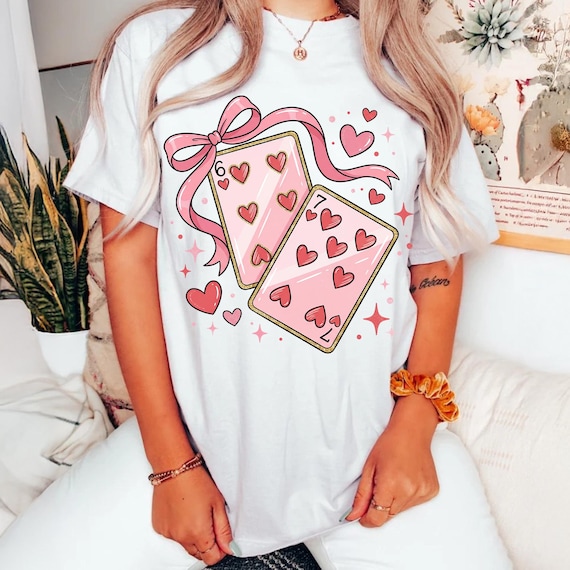 Playing Cards Valentine 6 7 PNG, Preppy 67 Glitter png, Six Seven Valentines Png, Coquette Bow png, Funny Shirt Design, Sublimation Design