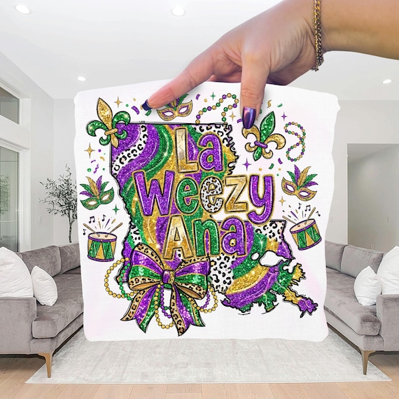 La Weezy Ana Mardi Gras PNG, Fat Tuesday, Louisiana Map Design, Coquette bow