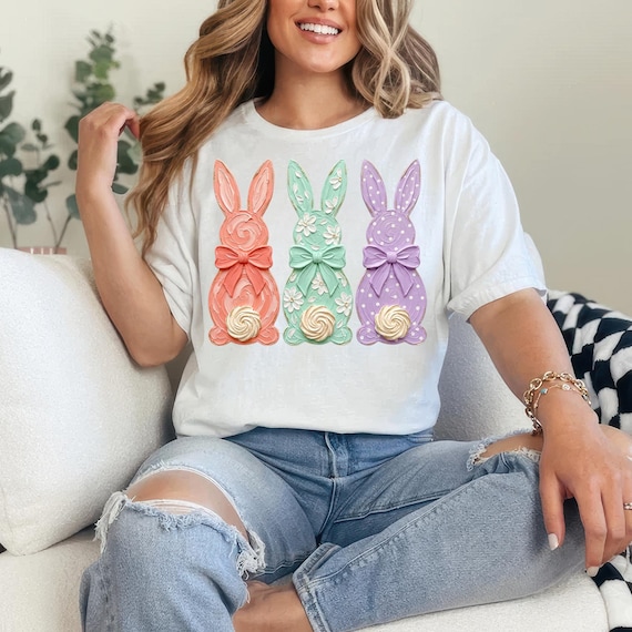 Easter PNG, Bunnies Brushstroke png, Bunny Coquette bow png, Hand-Painted bunny easter png, Preppy Retro easter png, Png, Girls easter png