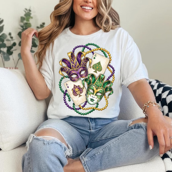 Mardi Gras Jester Mask, Carnival Beads Design (Digital Download)