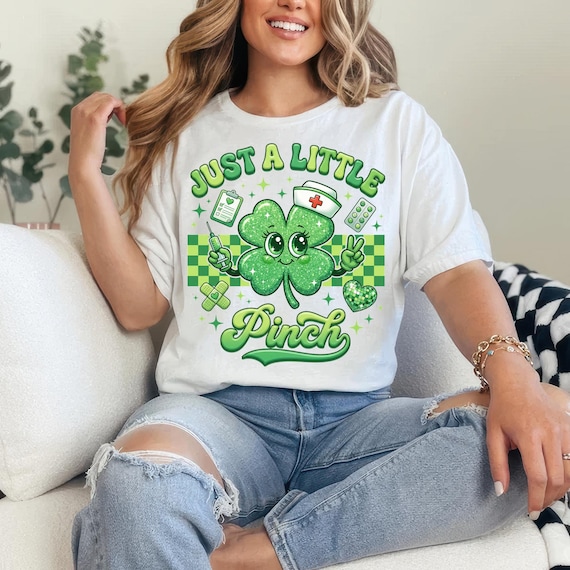 St. Patrick's Day PNG, Just a little Pinch PNG, Nurse St Patricks Day PNG, Funny Nurse Png, Nurse St Patrick Gift, Glitter Lucky Shamrock